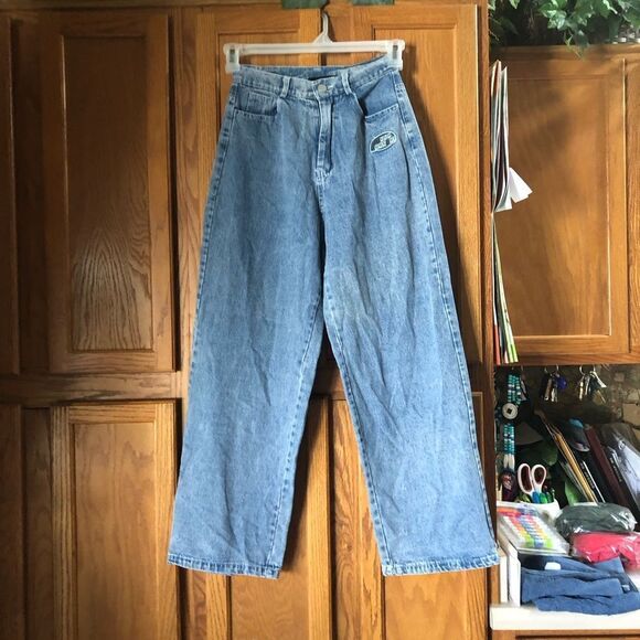 Y2K Aelfric Eden High Rise Wide Leg Jeans Green Gungchi - 26 - Picture 2 of 12
